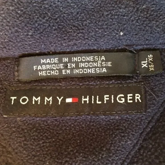 Tommy Hilfiger Mens Vintage Fleece Knit Navy Ski 1/4 Zip Pullover Jacket Sweater - Picture 4 of 15